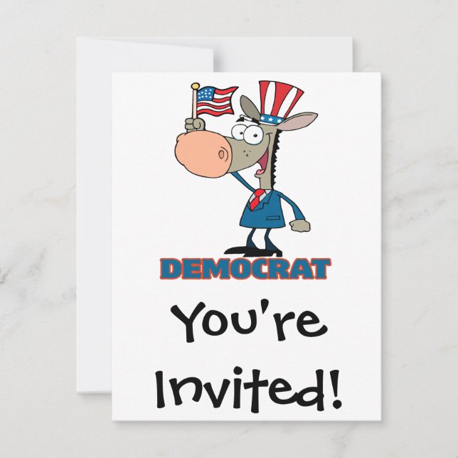 Invitation personnage de dessin animé d'âne démocratique mign (Devant)