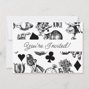 Invitation Personnages Classiques d'Alice au Pays des Merveil
