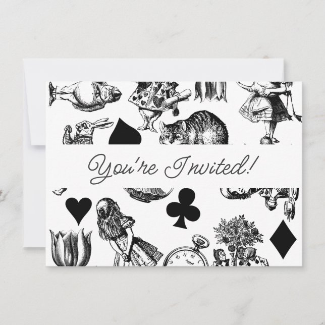 Invitation Personnages Classiques d'Alice au Pays des Merveil (Devant)
