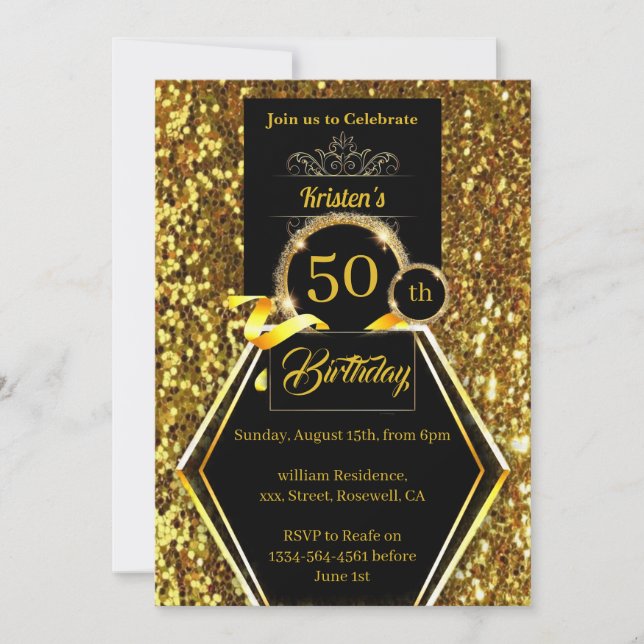 Invitation personnalisable 50e anniversaire (Devant)