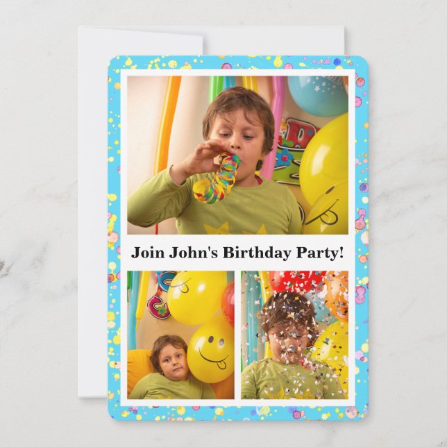 Invitation Personnalisable 5x7 Sky Blue Anniversaire Photo Co (Devant)