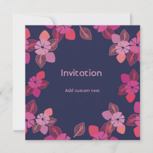 Invitation personnalisable bleu mignon floral élégante invita