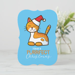 Invitation Personnalisable chat orange Purrfect Noël
