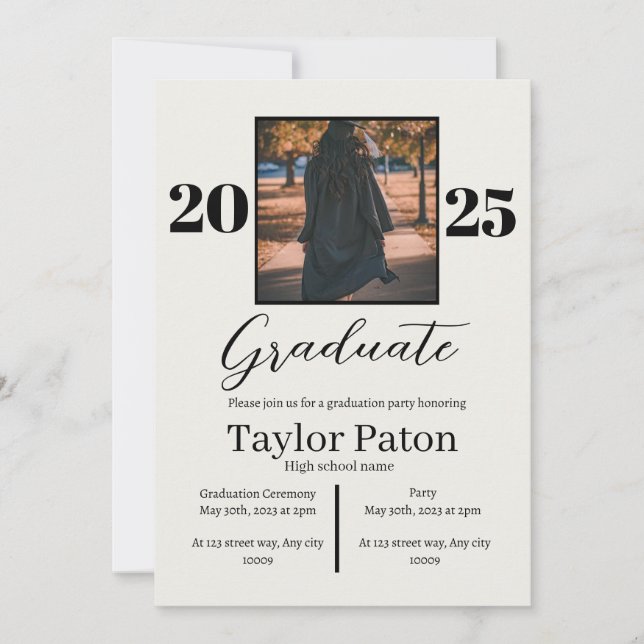 Invitation personnalisable de la Partie de graduat (Devant)
