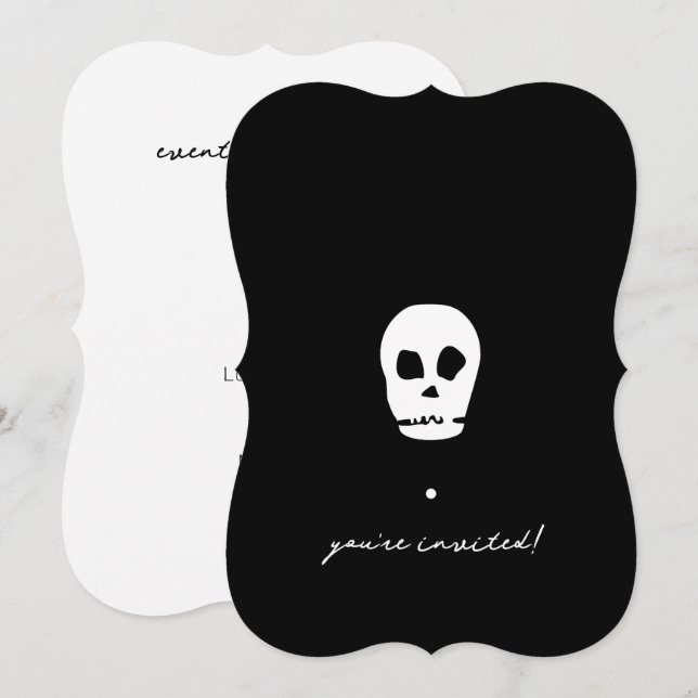 Invitation personnalisable du crâne noir (Devant / Derrière)