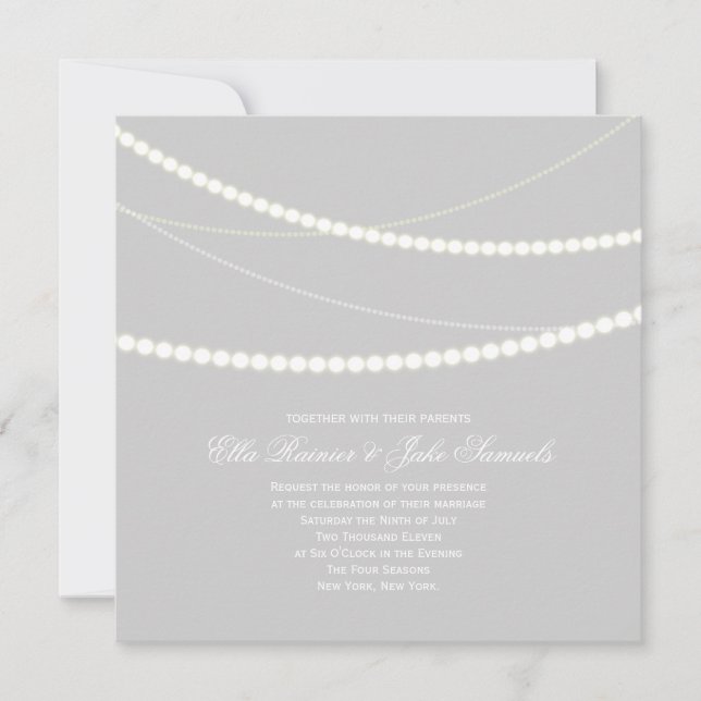 Invitation Personnalisable Élégant Chaînes de lumière Invite  (Devant)