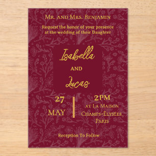 Invitation personnalisable en acrylique Marron Roy