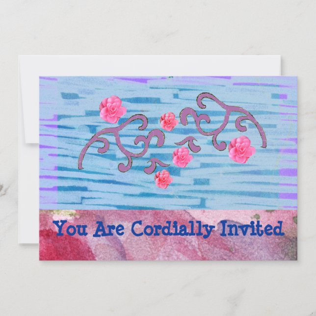 Invitation Personnalisable Fleurs Roses (Devant)