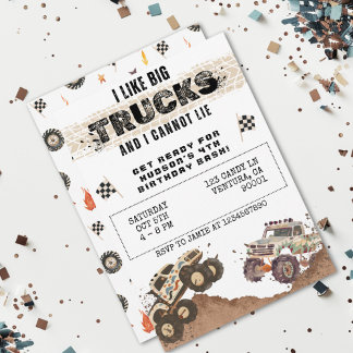 Invitation Personnalisable Funny Monster Truck Boys Anniversa