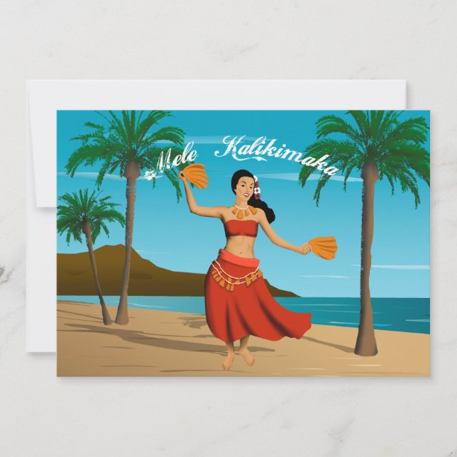 Invitation Personnalisable Mele Kalikimaka Vintage hawaïen (Devant)