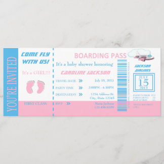 Invitation Personnalisable pour bébé Girl Flight I