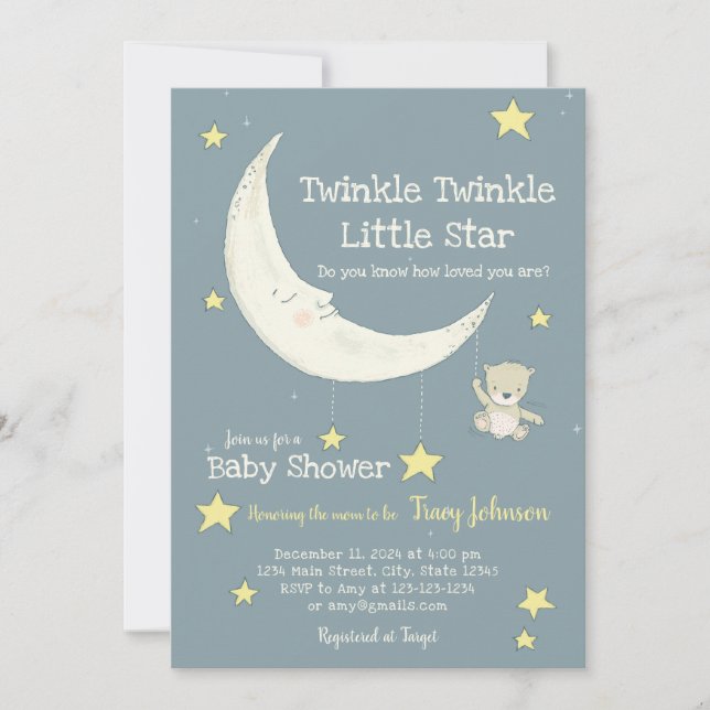 Invitation personnalisable pour une baby shower 'T (Devant)