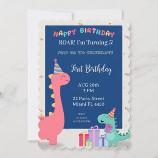 Invitation personnalisable pour une fête de dinosa