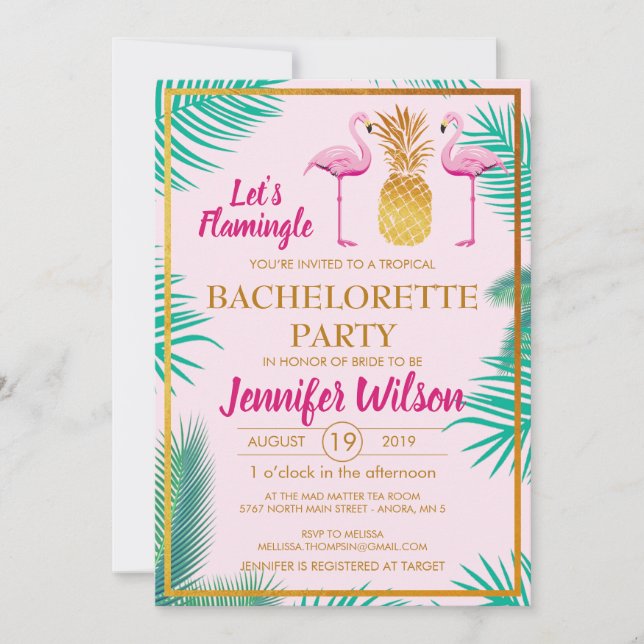 Invitation Personnalisation de la bachelorette à ananas rose (Devant)