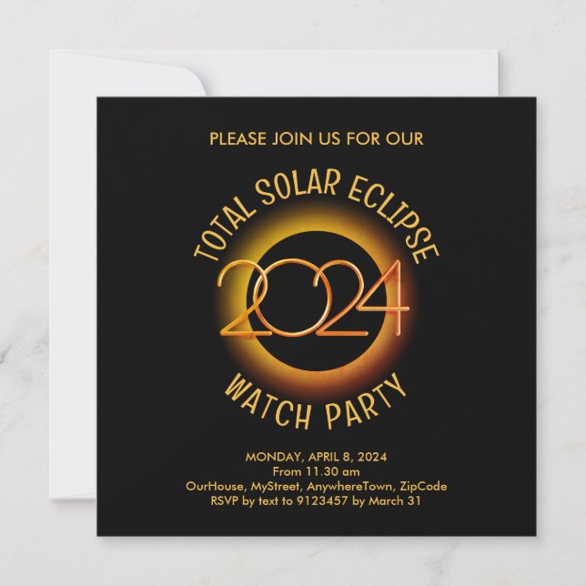 Invitation Personnalisé 2024 TOTAL SOLAR ECLIPSE (Devant)
