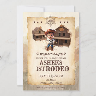 Invitation Personnalisé 3D Cowboy Téléchargé Anniversaire