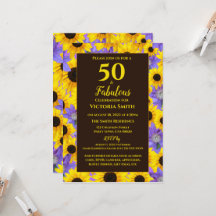 Personnalisé 50 & Fabuleux Floral Jaune & Violet 