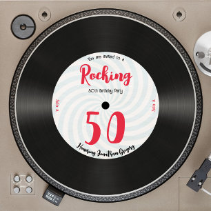 Invitation Personnalisé 50e anniversaire Retro Music Record R