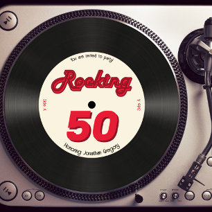 Invitation Personnalisé 50e anniversaire Retro Music Record R