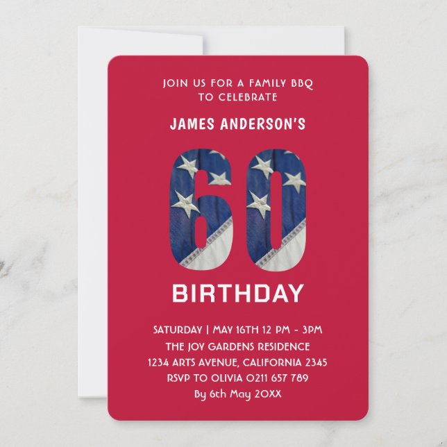 Invitation Personnalisé 60e anniversaire Famille BBQ Party 4  (Devant)
