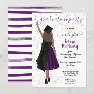 Invitation Personnalisé Africain-Américain tan Girl Graduatio