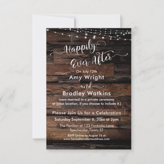 Invitation Personnalisé - Bois rustique Lumière Heureusement  (Devant)
