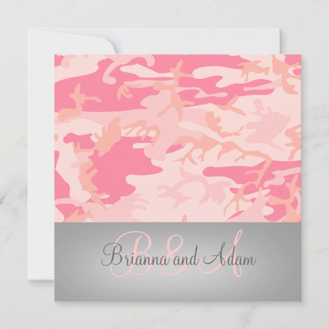 Invitation Personnalisé chassant le mariage rose de Camo de (Devant)