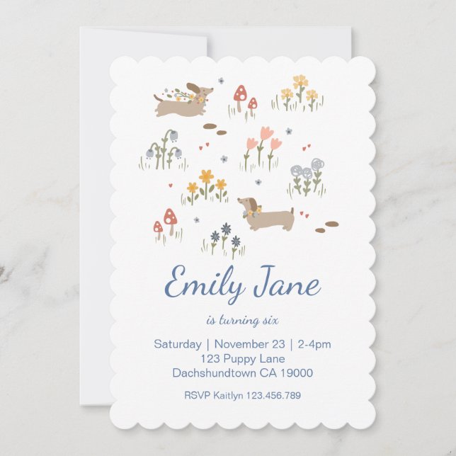 Invitation Personnalisé Dachshund Amour fête d'anniversaire r (Devant)