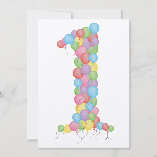 Invitation personnalisé des ballons de fête de 1er (Devant)
