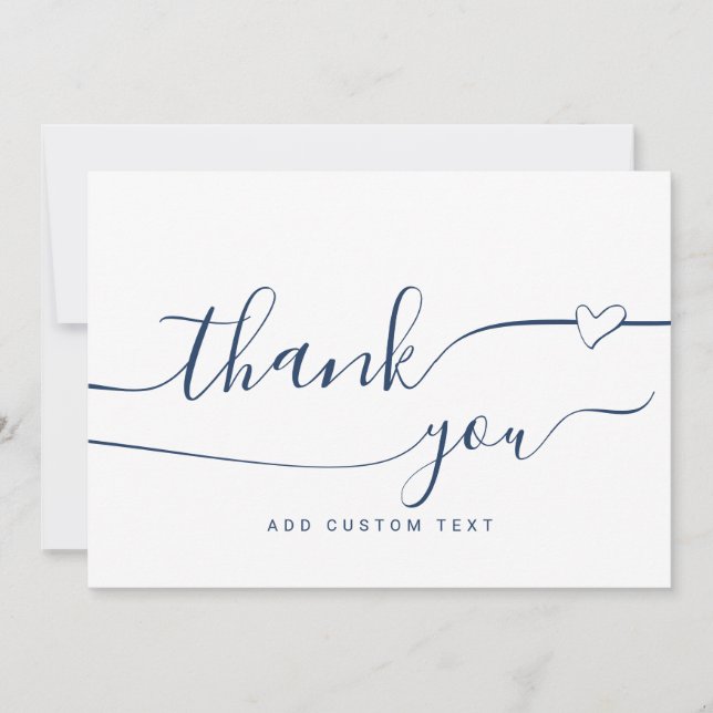Invitation Personnalisé Élégant Calligraphie Coeur Merci Cart (Devant)