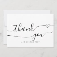 Personnalisé Élégant Calligraphie Coeur Merci Cart