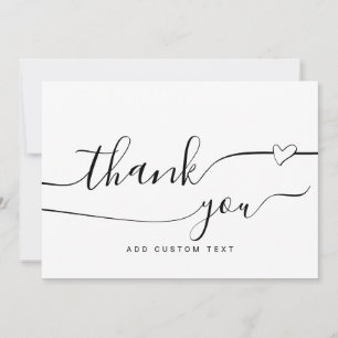 Invitation Personnalisé Élégant Calligraphie Coeur Merci Cart