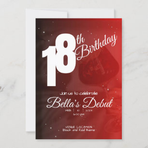 Invitation Personnalisé Elégant Rouge 18e anniversaire Invita