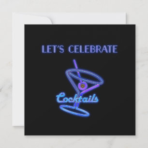 Invitation Personnalisé Fêtons les cocktails Texte personnali