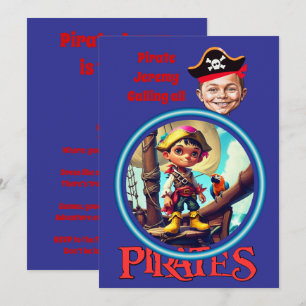 Invitation Personnalisé garçon pirate sur l'oeuvre d'un navir