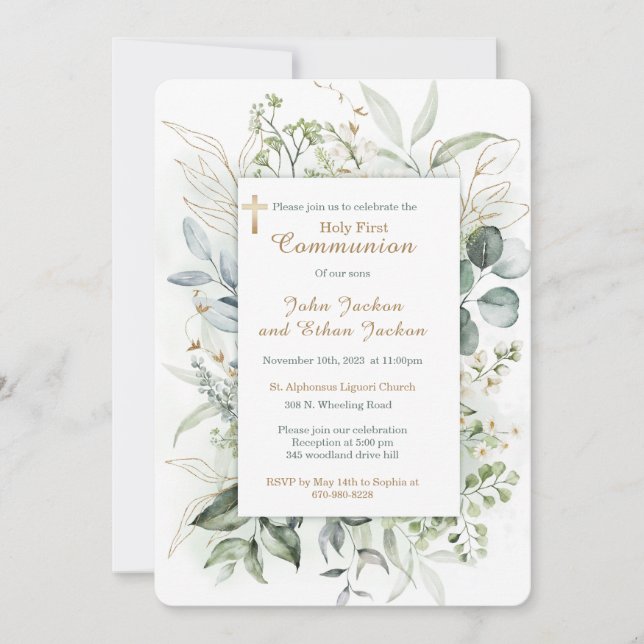 Invitation Personnalisé Garçons Première communion (Devant)