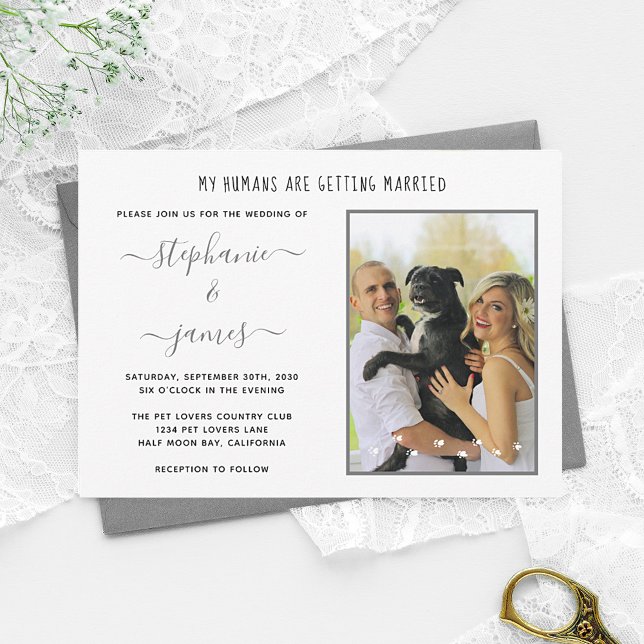Invitation Personnalisé Humains Se Marier Animal Mariage Phot (Créateur téléchargé)