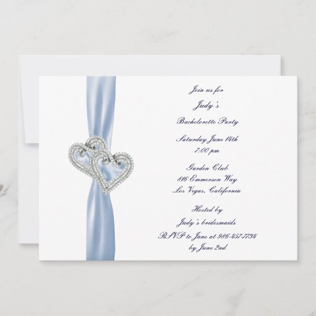 Invitation Personnalisé Ice Blue Hearts Bachelorette Invitati (Devant)