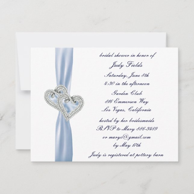 Invitation Personnalisé Ice Blue Hearts Nuptiale Douche Invit (Devant)