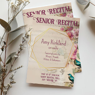 Invitation Personnalisé musique senior Considérant Floral Bir