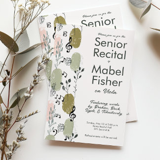 Invitation Personnalisé musique senior Considérant Verdure Ab