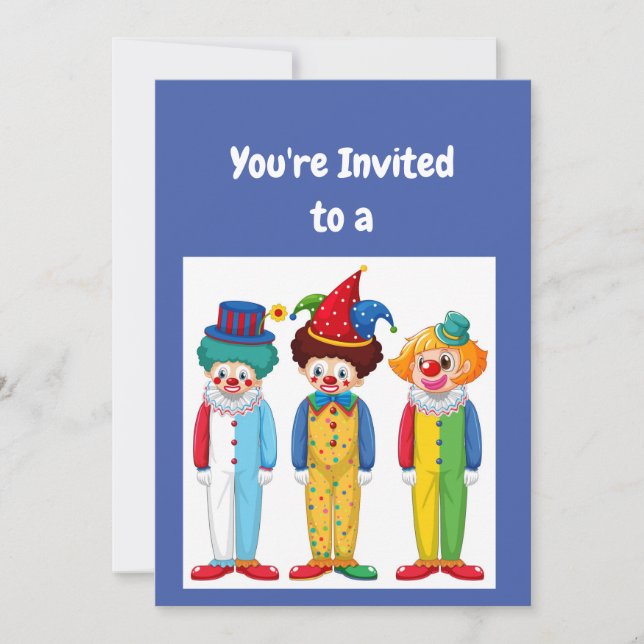 Invitation Personnalisé Nom Anniversaire Clowns Party Invitat (Devant)
