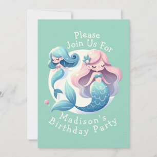 Invitation Personnalisé Nom Cute Mermaid Thème Magique Annive