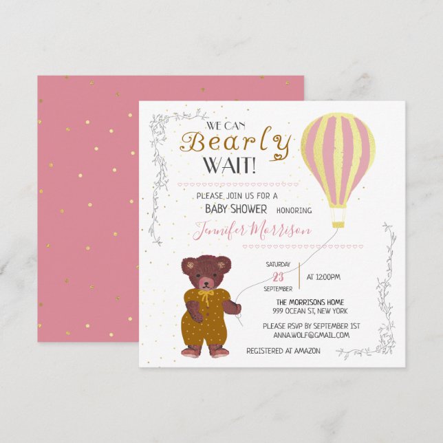 Invitation Personnalisé Nous pouvons attendre Baby shower fil (Devant / Derrière)