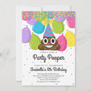 Invitation Personnalisé Poop Emoji Thème Anniversaire