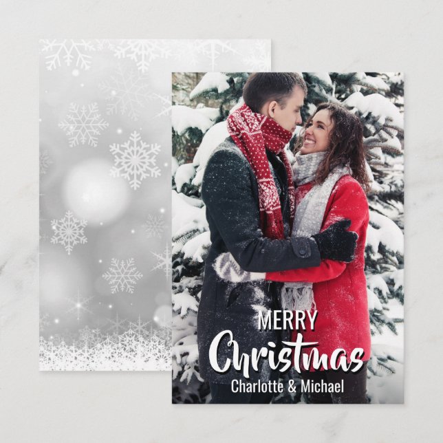 Invitation Personnalisé Premier Noël Marié Engagé| PHOTO (Devant / Derrière)