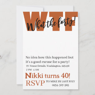 Invitation Personnalisé Quel 40e anniversaire drôle en