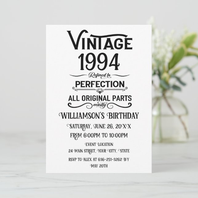 Invitation Personnalisé Trente vintage 30e anniversaire (Debout devant)