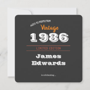 Invitation Personnalisé Vintage 1986 40e édition limitée Anni
