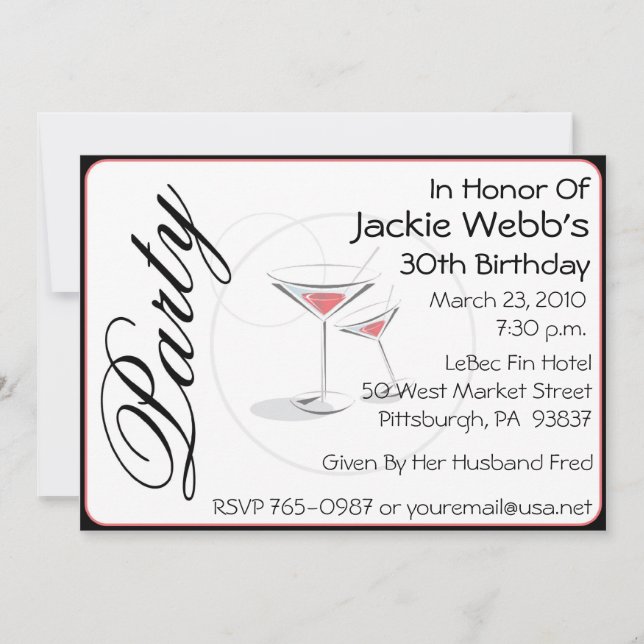 Invitation personnalisée à la fête du 30e annivers (Devant)